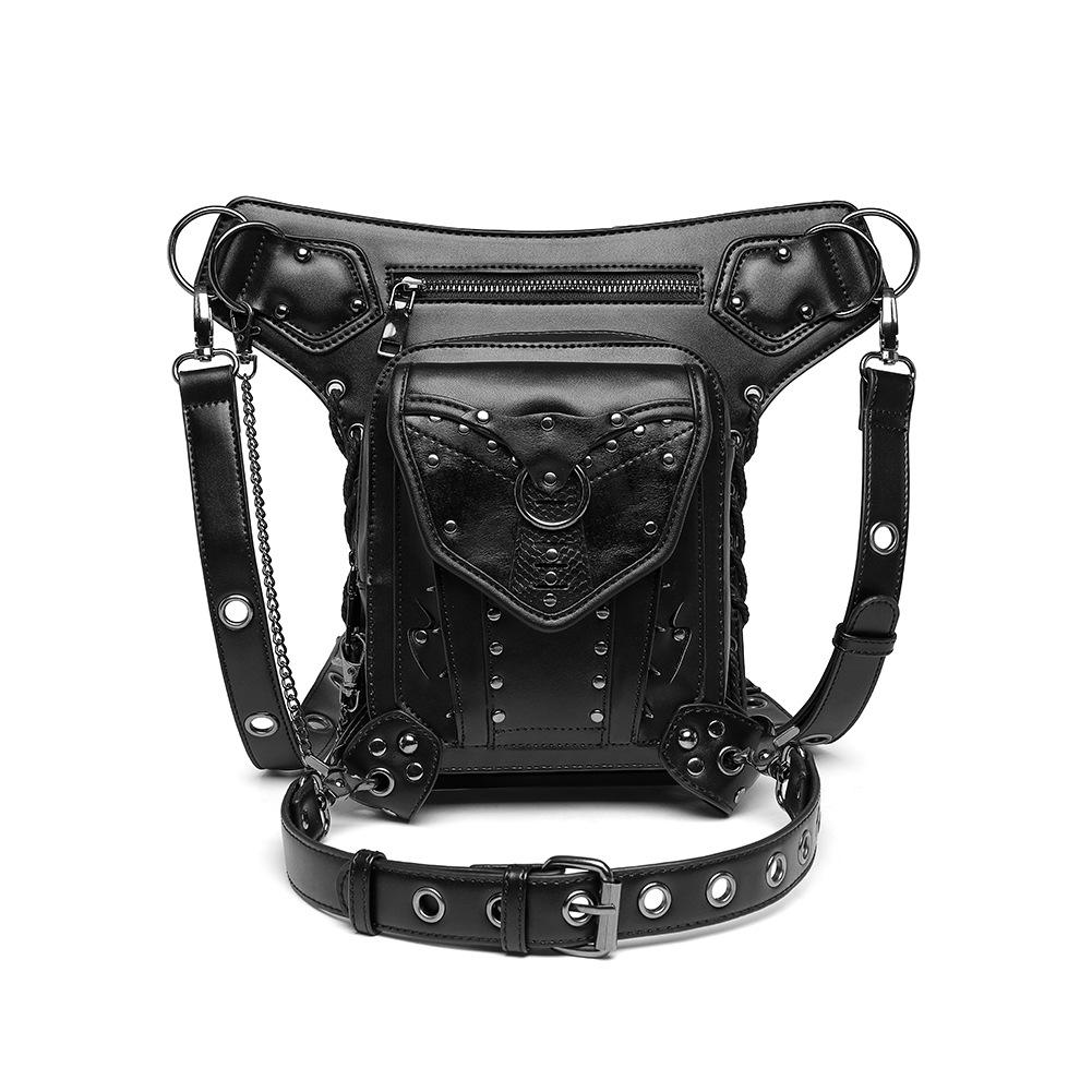 New Steampunk Texture Chain Bag Motorcycle Single Shoulder Messenger Bag Multi Back Method Waist Bag Fanny Pack Leg Bag Bum Bag