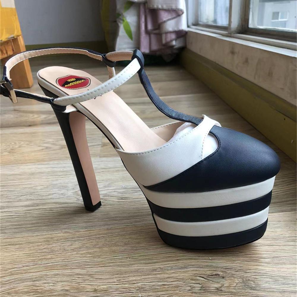 Fashion Brand Sexy Rivet 16cm High Heel Sandals Platform Party Wedding Ball T-stage Women Shoes High Quality Large 43summer Female Shoes