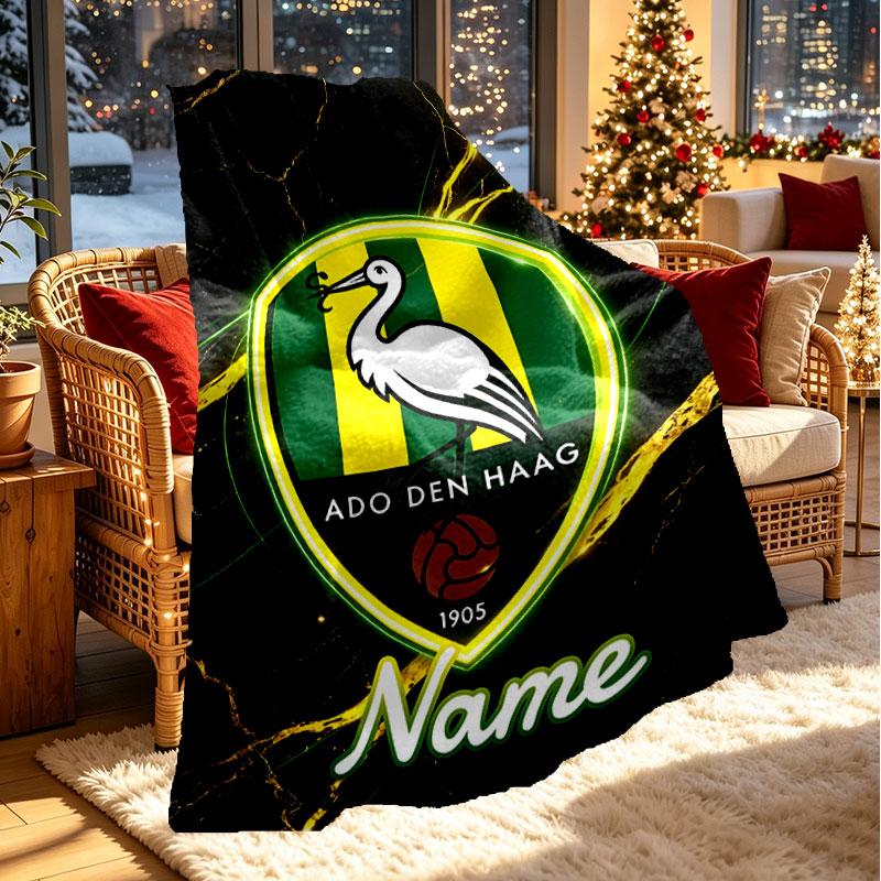 Custom Name Personalized ADO Den Haag Print Blanket, Home Decor, Bedroom, Sofa, Camping, Couch, Gifts for Birthday Christmas