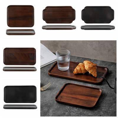 Massief Hout Zwarte Walnoot Theeblad Eenvoudig Fruit Dessertblad Tafelgerei Opbergaccessoires