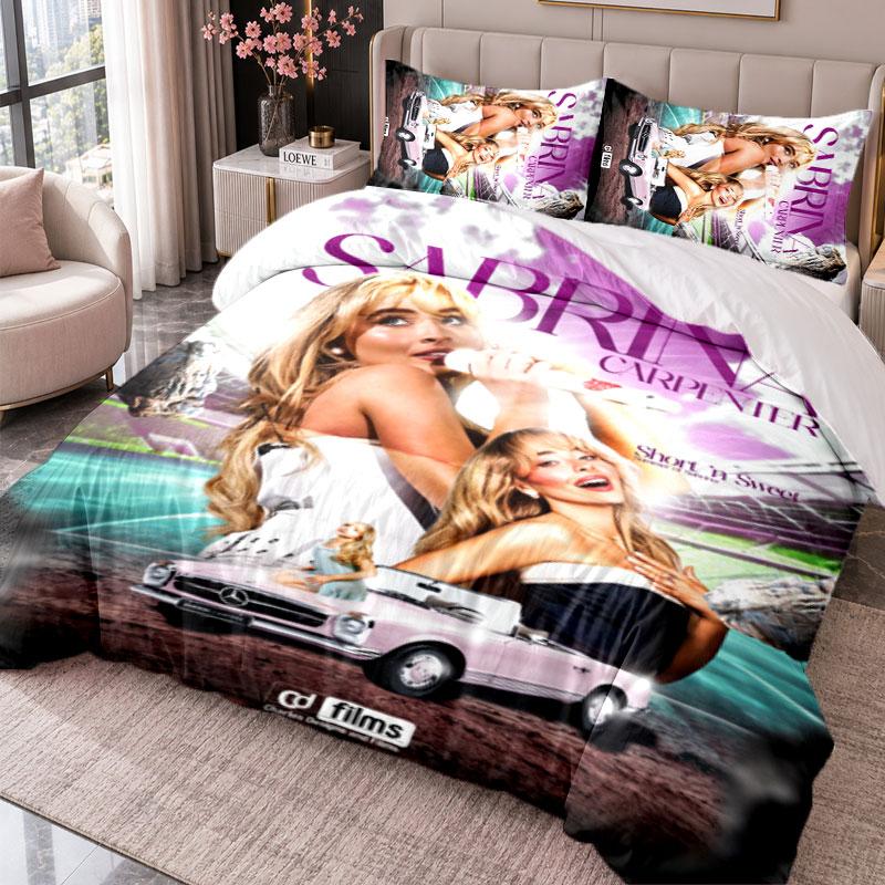 Sabrina Carpenter 3-teiliges Bettwäsche-Set Bettbezug mit zwei Kissenbezügen für Schlafzimmer Heimdekoration