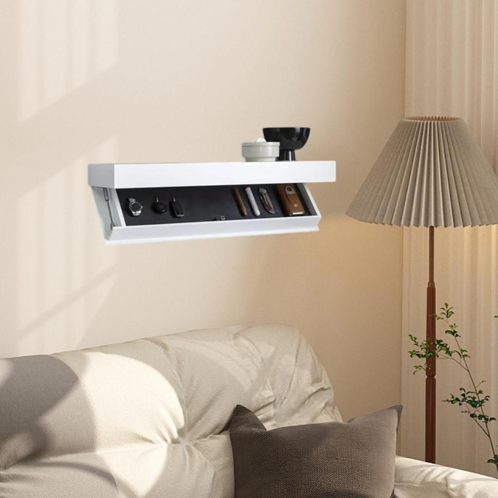 Floating Shelf with Hidden Compartment Wall Mount Drawer for Living Room Wood Concealment Shelf Wall Mounted Cabinet Rack
