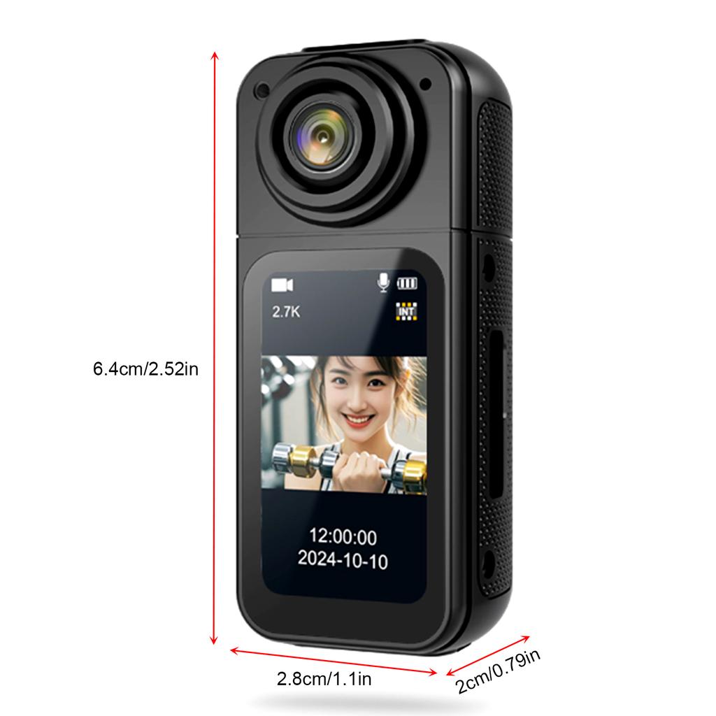 1,47" IPS-Bildschirm Action-Kamera 2,7K Video Daumenkamera mit 180 Grad drehbarem Objektiv Unterstützt Wi-Fi