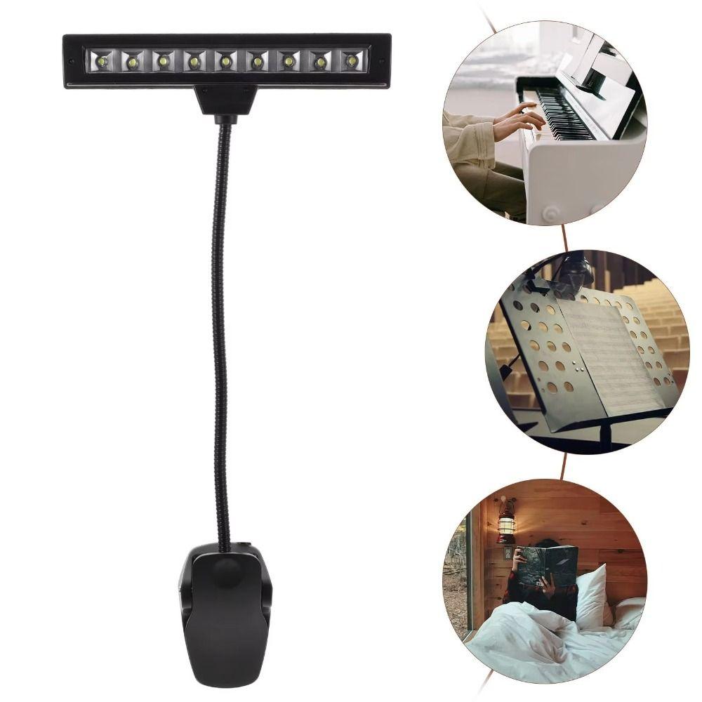 Black LED Clip Light USB Rechargeable Piano Lamp High Quality Bedroom Night Light Desktop