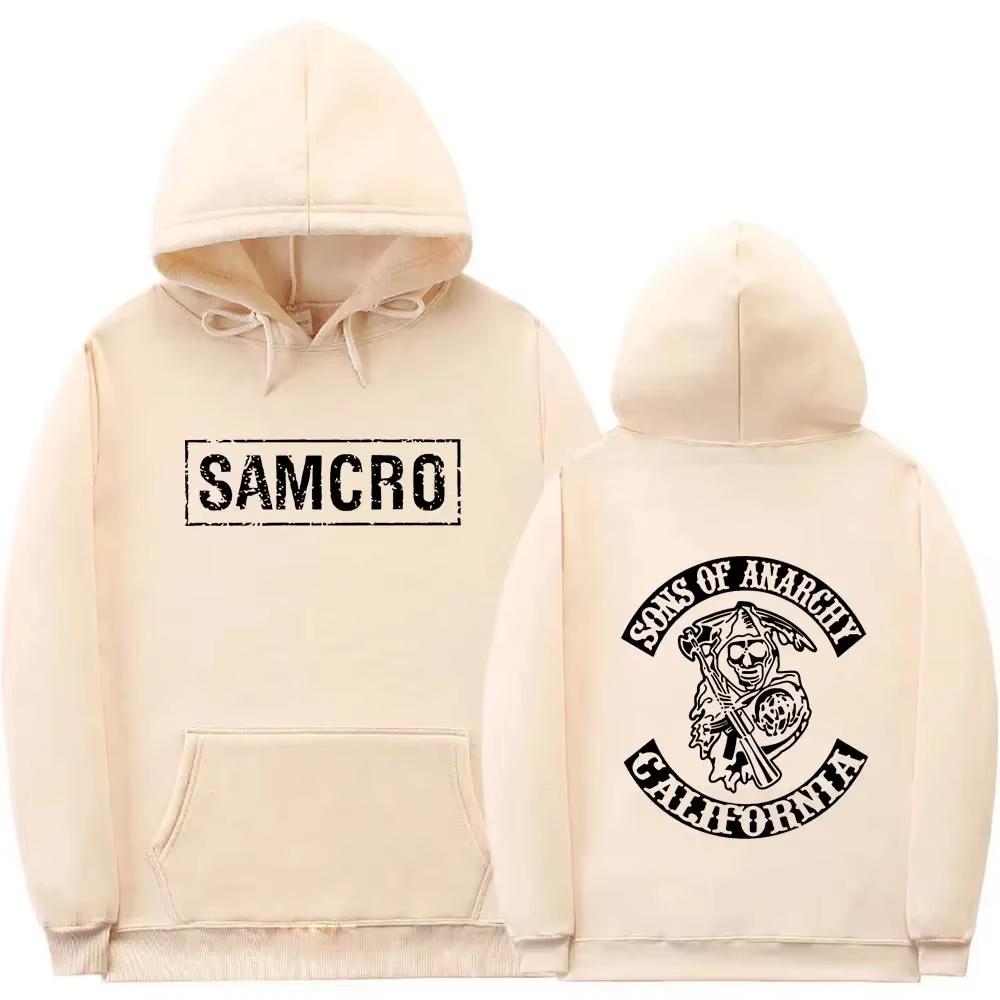 Doppelseitig bedruckter Hoodie Sweatshirt Tops Sons of Anarchy SAMCRO Herren Damen Mode Markendesign Pullover Baumwolle Fleece Hoodies