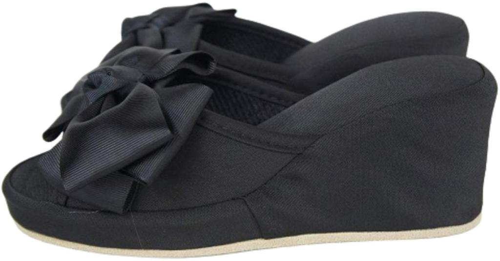 Elegant Interior Platform Room Shoes with 8cm One Size Fits Ribbon, Heel, Black, All, 71034SP-BK