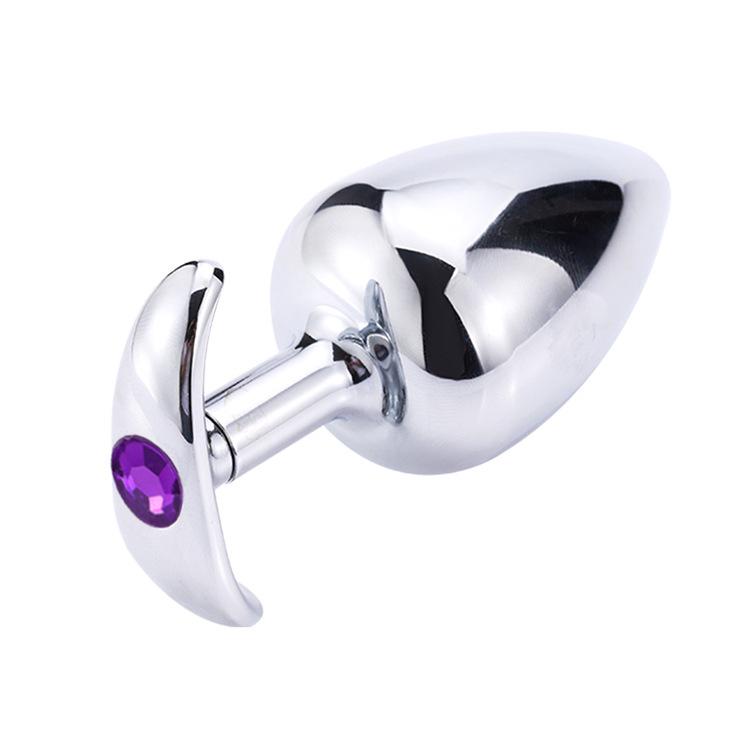 Metal G-Spot Butt Plug with Diamond Accents for Self-Pleasure