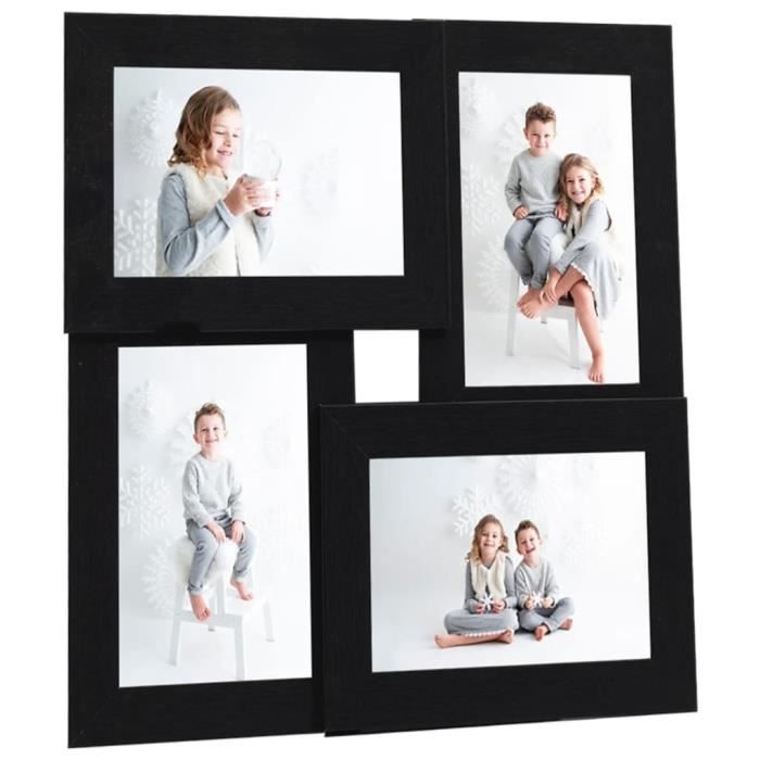 VidaXL Collage de cadres photo pour photo de 4x (13x18 cm) Noir MDF