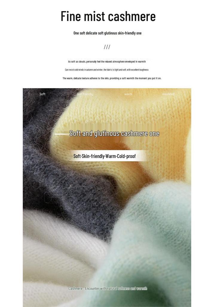Women's Round Neck Cashmere Sweater - 100% Knit, Versatile Long Sleeve for Autumn/Winter Business Casual