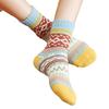 Women's Warm Thick Knit Retro Pattern Socks – Mid Calf Cozy Cotton Socks for Winter
