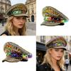 Stylish Rhinestones And Studded Flat Top Cap For Women Men Baseball Hat Fashionable Party Accessory With Adjustable Size