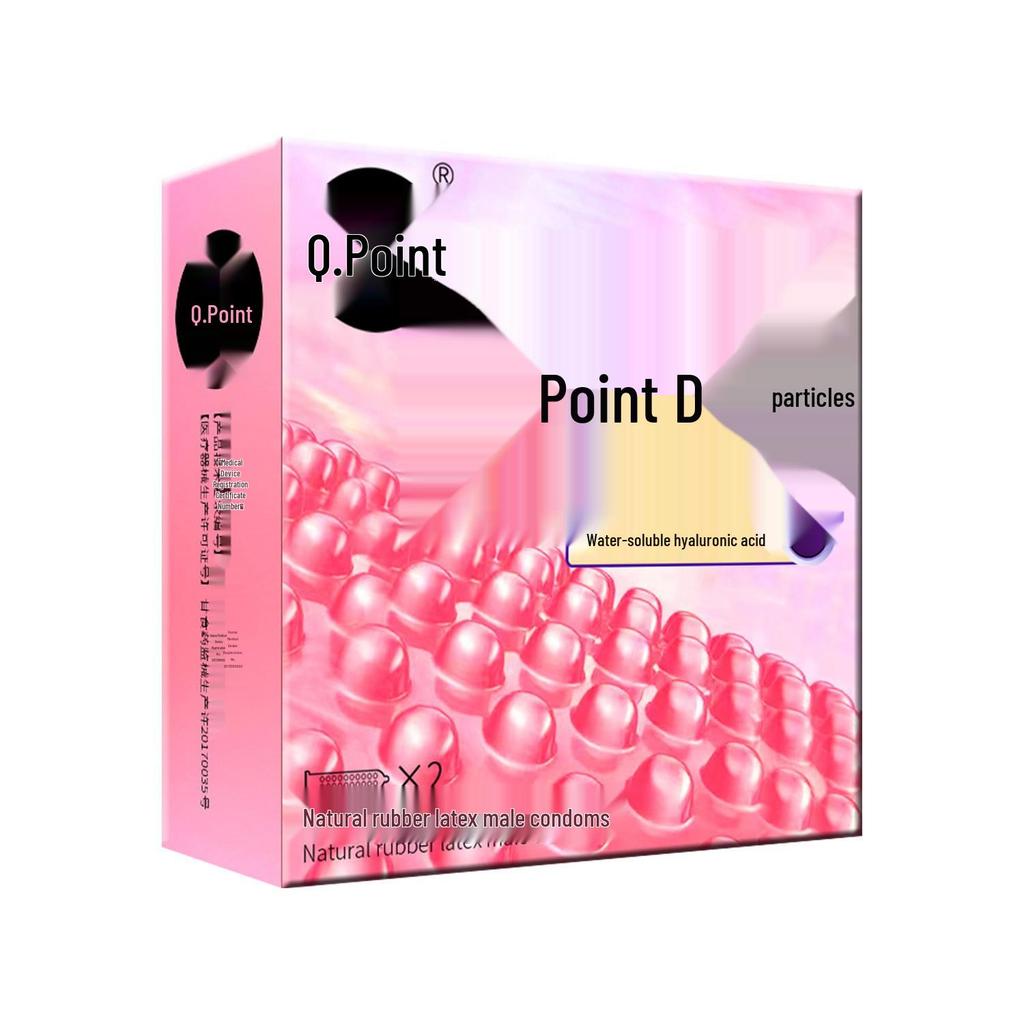 Q-point 001 Ultra tenké Kondómy s veľkými časticami Kyseliny hyalurónovej s dlhotrvajúcim účinkom