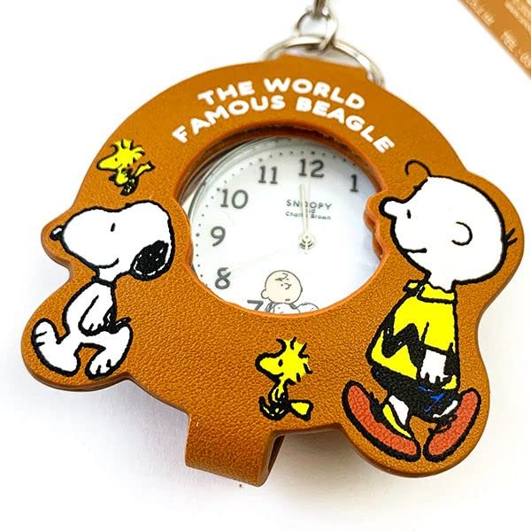 Fieldwork Snoopy Pocket Watch with Magnifying Bag Glass, Charm, Brown, PNT028-1, Women's