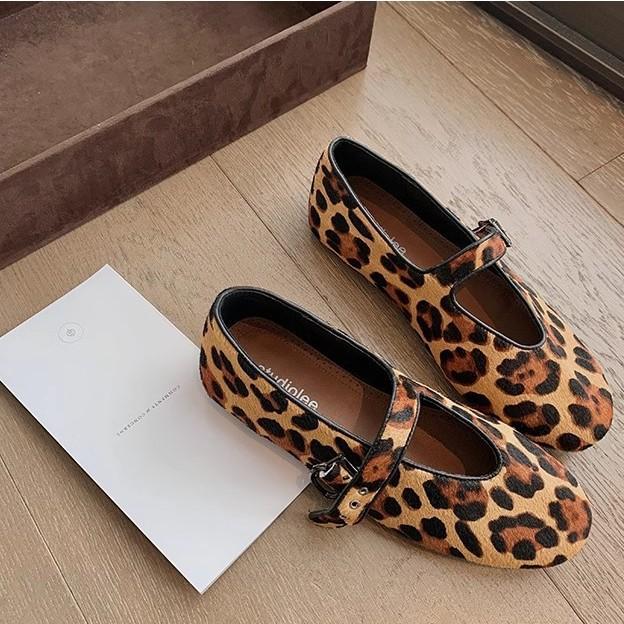 

Grape mother of the same style, horse hair age reduction round head with low heel versatile leopard print Mary Jane single shoes women s spring and au 40