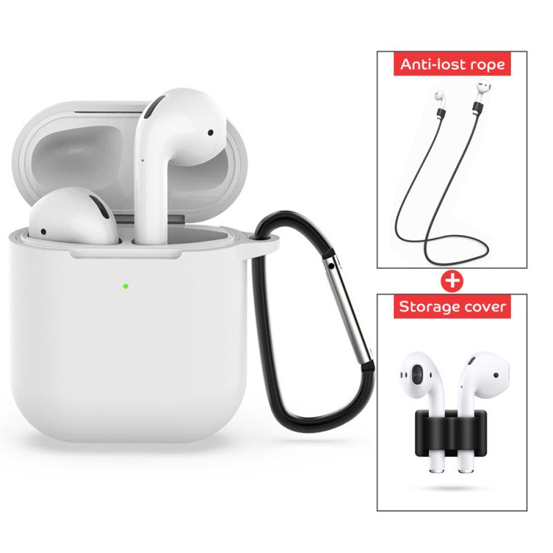 

4 шт./набір для бездротового зарядного пристрою Apple AirPods 2, захисний силіконовий чохол, набір аксесуарів білий