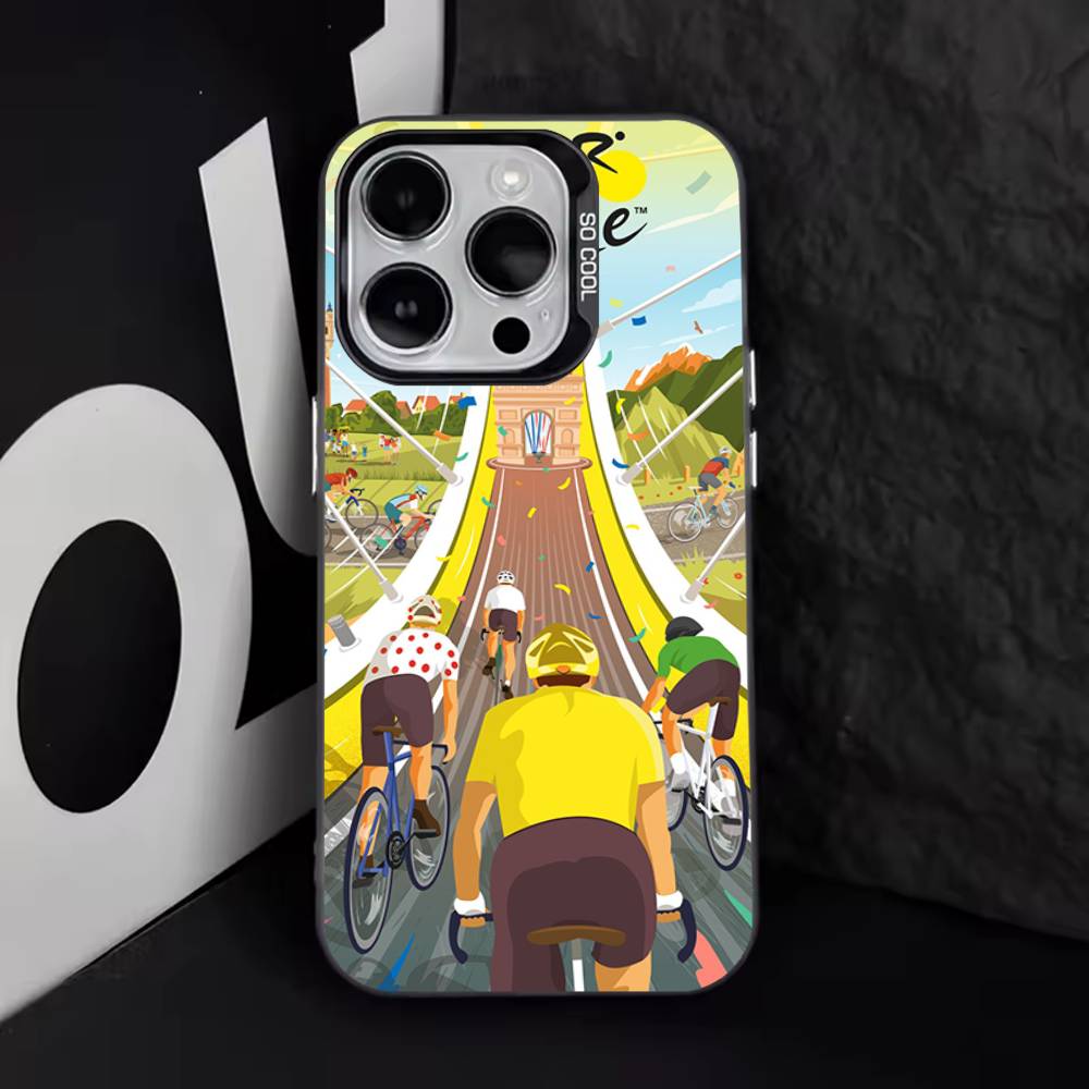 

Чехол для телефона T-Tour De France B-Bicycle для iPhone 17,16,15,14,13,12,11,Pro,XS,Max,Plus,Mini,SE4,E IMD Матовый черный iPhone15PRO