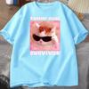 Tummy Ache Survivor Funny Cat Meme Tshirt Unisex Women Silly Stupid Cat Tee Shirt Unisexs Short Sleeve T Shirts Cotton Oversized Top