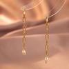 Unique Geometric Gold Plated Copper Earrings With Pearl Jewelry Trendy