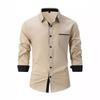 Spring and Autumn New Men's Color Matching Business Casual Slim Long Sleeve Shirt