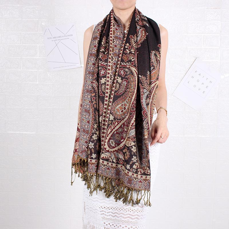 Cashew Nut Long Towel Jacquard, Shawl Scarf Women's Dual-Use Headscarf