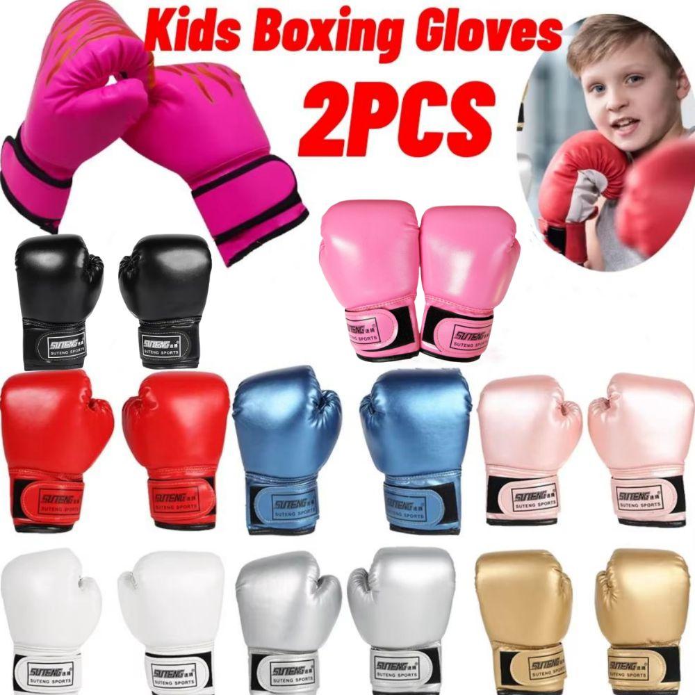 2pcs PU Leather Kids Boxing Gloves Professional Kickboxing Thai Gloves Trendy MMA Fighting Gloves