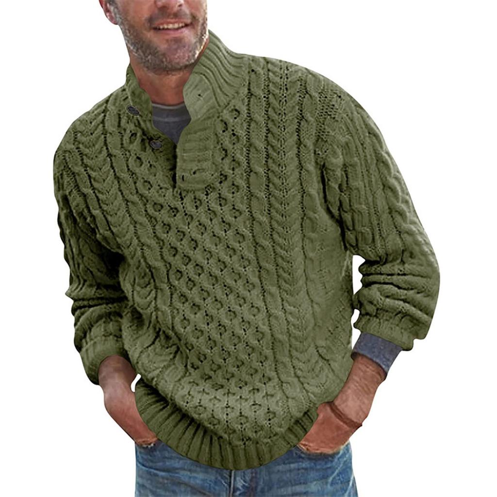 New Sweater Men's Solid Half High Neck Slim Long Sleeve Knitting Sweater