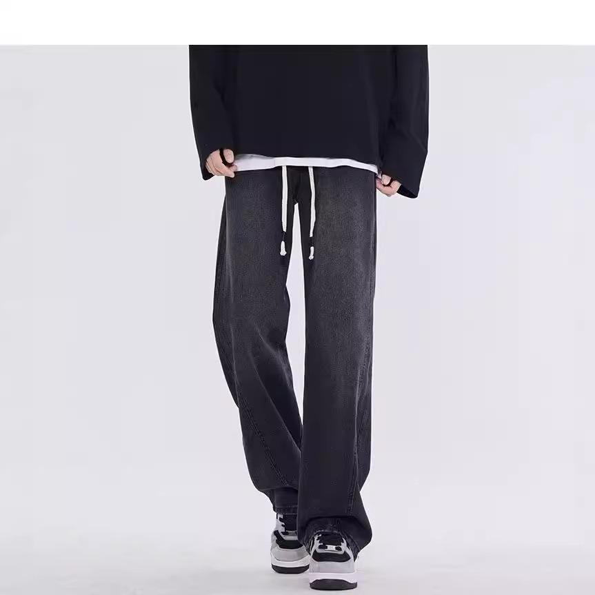 High Street Trendy Jeans Men's Spring and Autumn New Retro Loose Wide Leg Pants Boys Casual Straight Pants