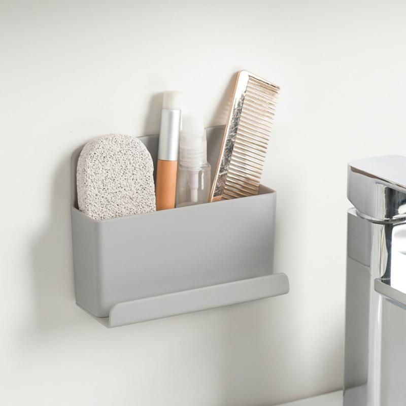 Self Adhesive Remote Controller Phone Holder Storage Boxes Wall Mounted  Plug Organizer Stationery Storage Box For Home Office