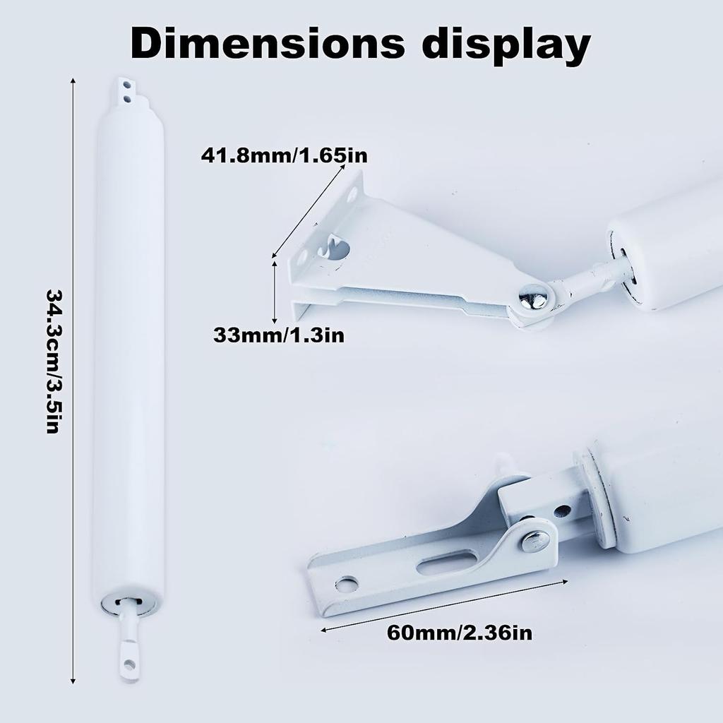 Storm Door Closer,1 Set Screen Door Closer,Pneumatic Door Bracket, Window Closer Safety Closure with Hold Open for Storm(White)