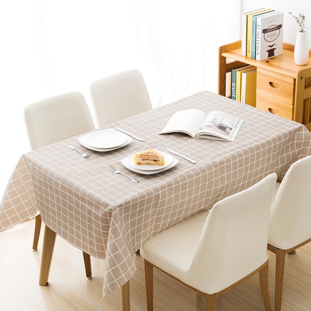 

Plaid Waterproof Oil-Proof Tablecloth, Simple Style Wash-Free Design, For Home Dining Festival Daily Use, Easy Clean 90*137cm коричневый
