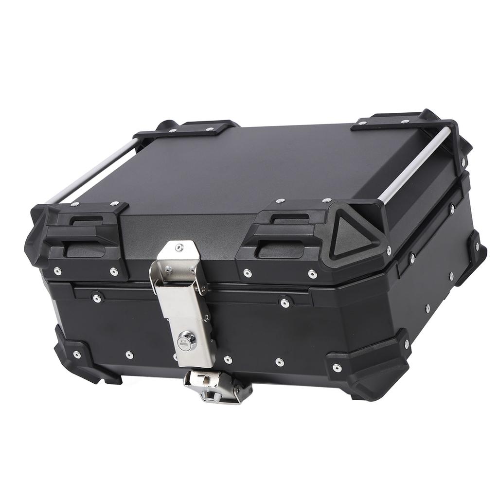 25L Motorcycle Top Box Aluminum Alloy Quick Release Water Resistant with Safety Lock Universal Rear Top Case for Helmet