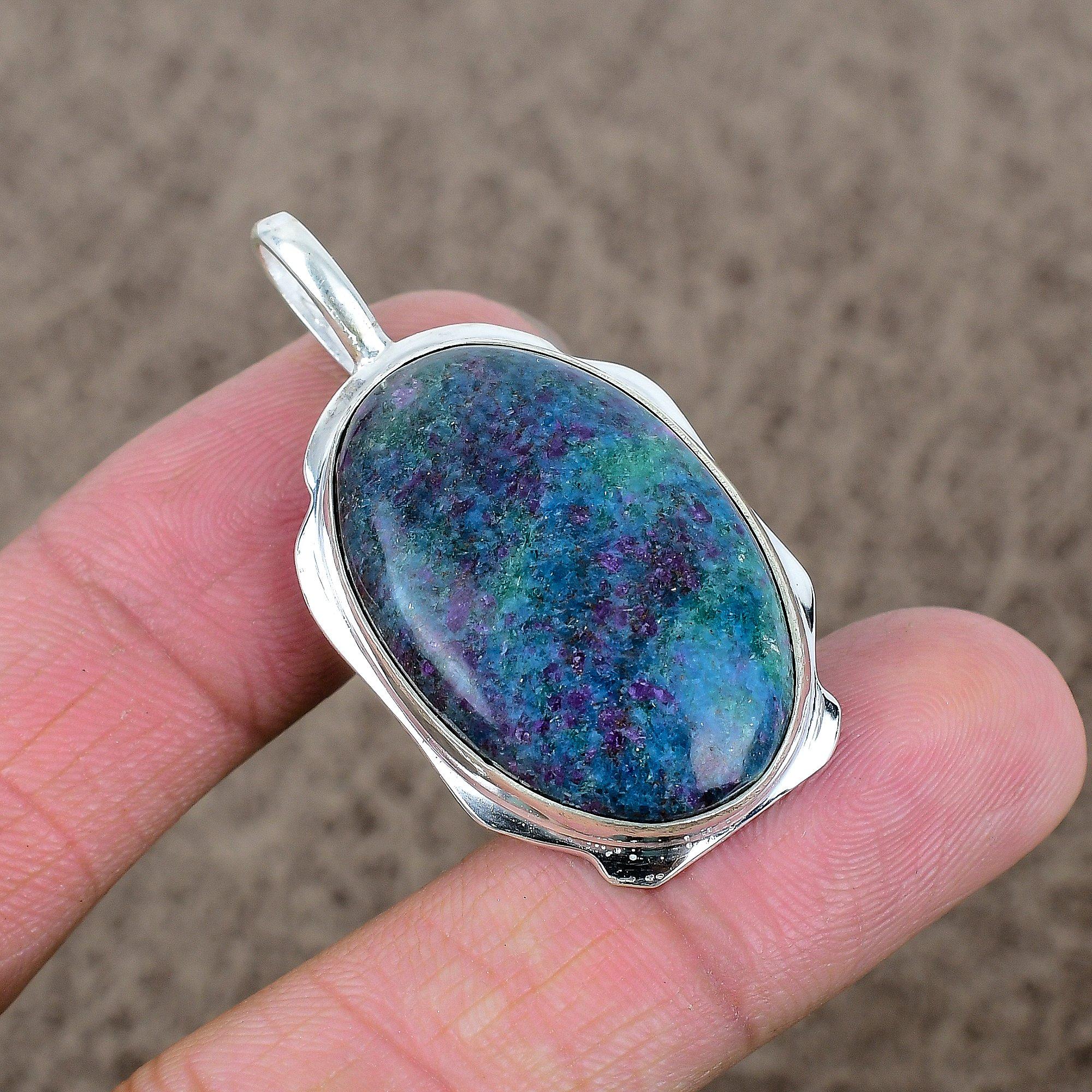 

Ruby Fuchsite Gemstone Handmade 925 Sterling Silver Jewelry Pendant 1.81 KKG-357