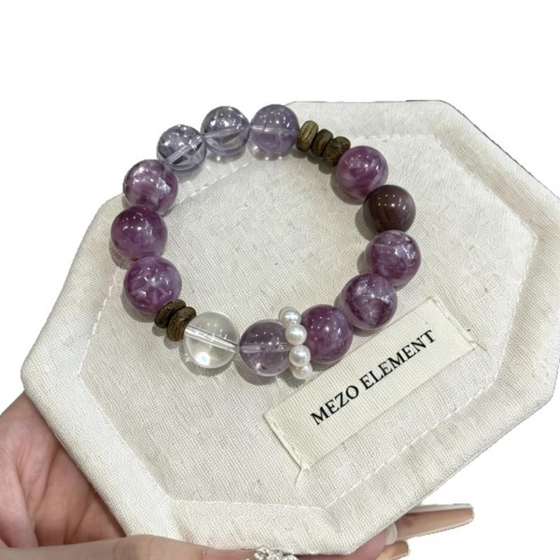 Original Natural Purple Mica Crystal Bracelet Women Versatile Elegant Jewelry