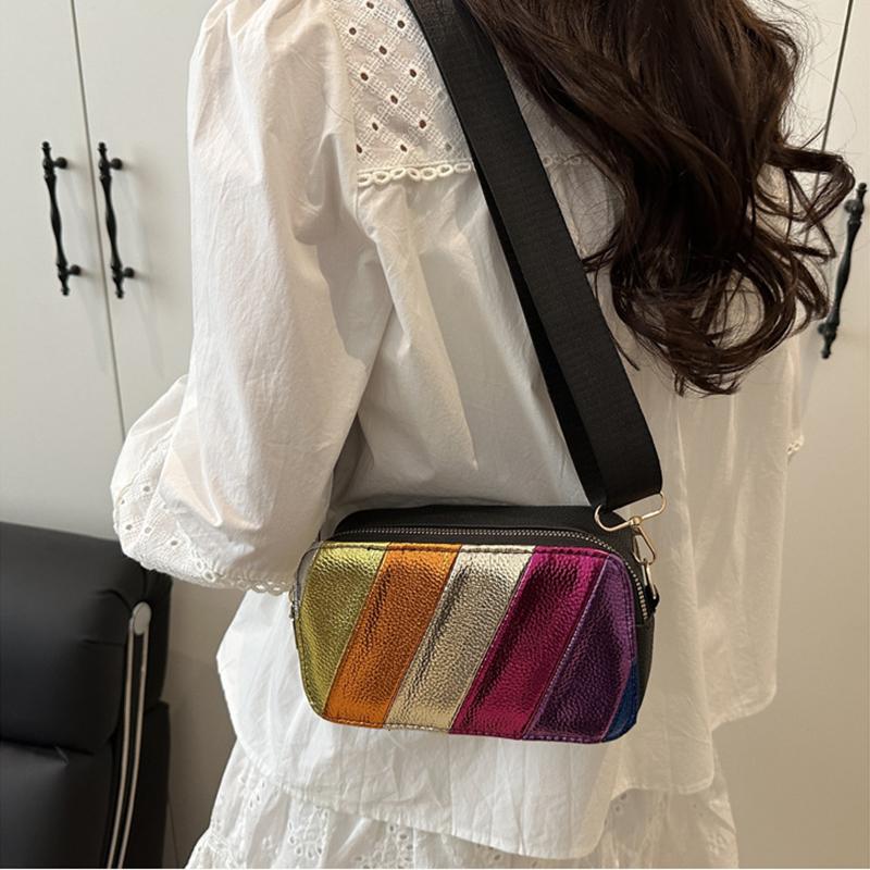 Patchwork Women Shoulder Crossbody Bags Fashion Square Design Small Purse and Handbag Shopping Tide Bag CLE