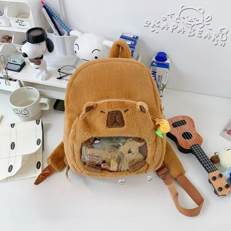 Handbag Capybara Plush With Orange Pendant Design Ugly And Cute Phone Bag
