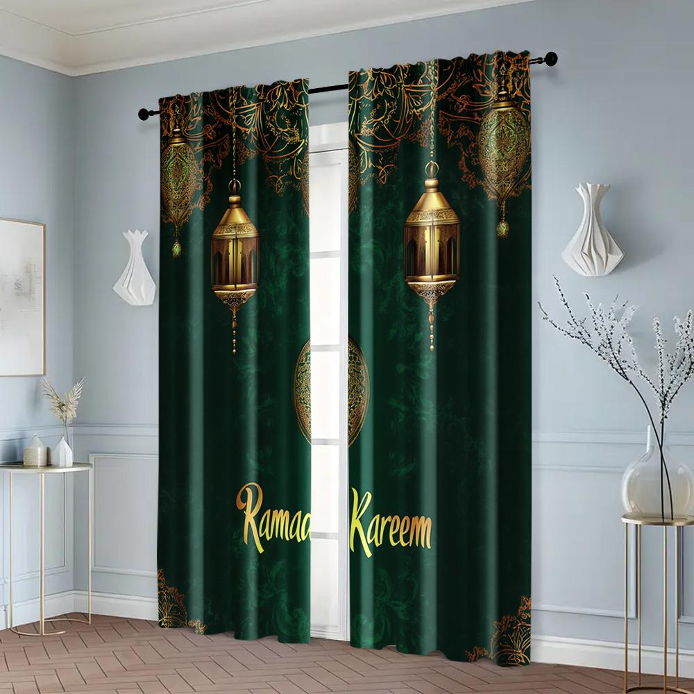 2pcs   Curtains Modern Ramadan Kareem Mandala Polyester Woven (without rod) Versatile All for Season Home Decor for Living Room &