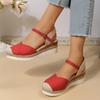 Mix Color Cloth Women's Sandals 2024 Summer Closed Toe Thick Bottom Rome Sandalias De Mujer Plus Size 43 Casual Walking Shoes