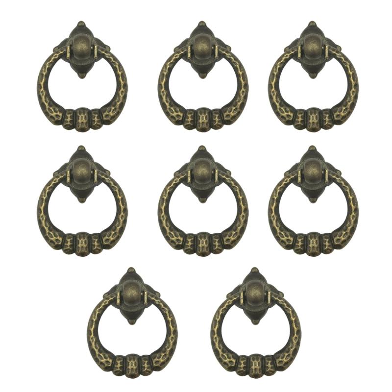8pcs Retro Cabinet Knob Drawer Pull Classical Cupboard Pull Elegant Metal Handles set for Kitchen & Bedroom Furniture