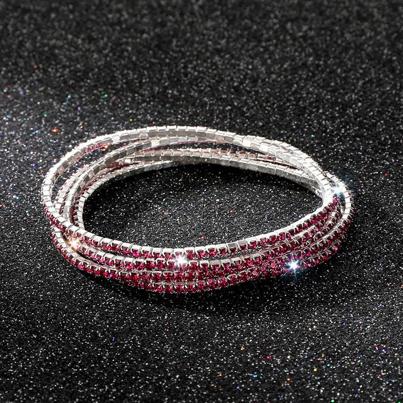 5Pcs/Lot Elastic Crystal Bracelets 2mm Charming Gold Color Crystal Rhinestones Metal Bangle Bracelet Jewelry DIY Gift