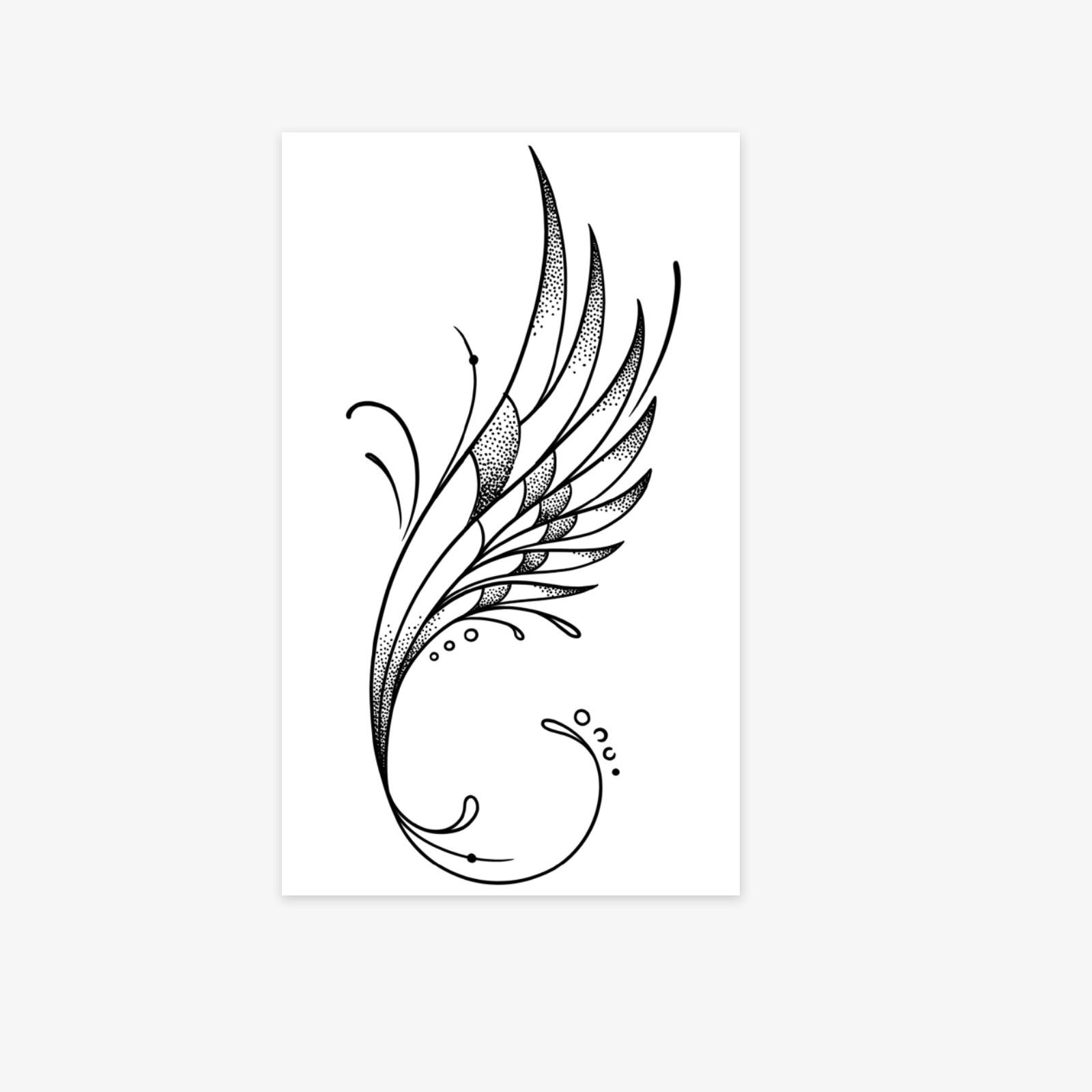 Simple, High-End Personality Domineering Dark Wing Tattoo Sticker 9*15