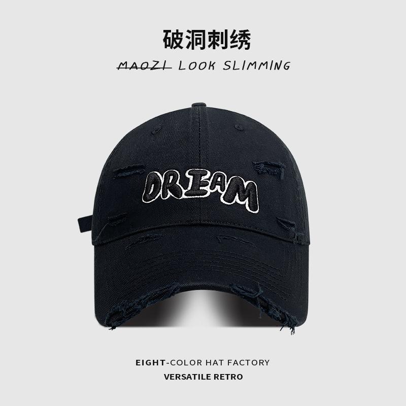 Big head circumference baseball cap women's spring summer hole visor showing face small deep top couple versatile cap