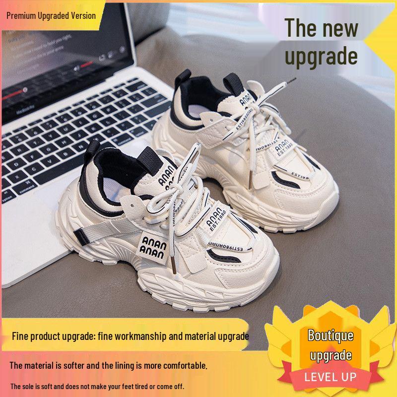 Girls' Waterproof Leather Running Shoes - Autumn/Winter Casual Mesh Sneakers