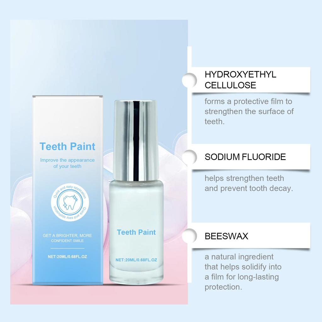 Okamžitá bělicí barva na zuby, barva na zuby pro bělení zubů pro zářivější a sebevědomější úsměv 20ml