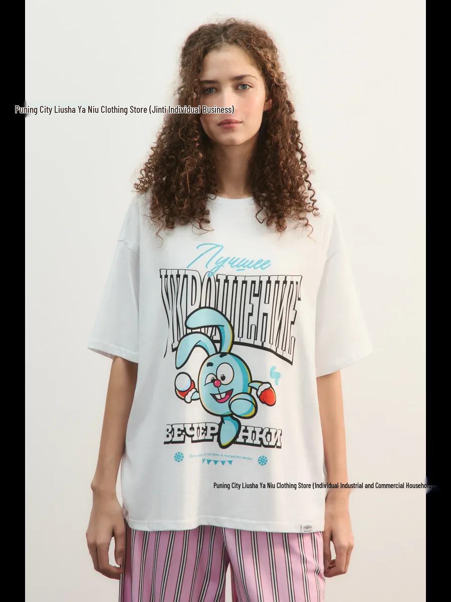 

100% Cotton Cartoon Anime Short Sleeve T-shirt - Casual Fashion Design Extra Large белый