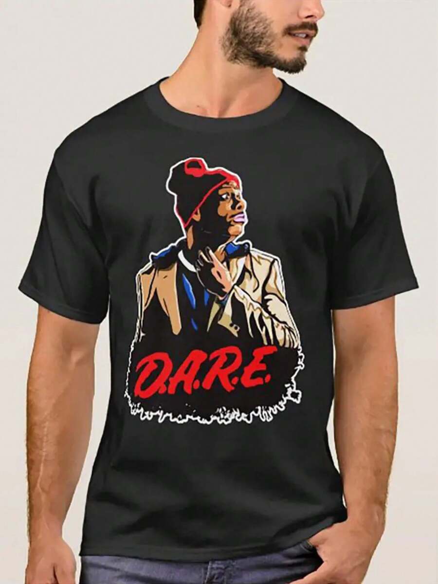 

Unisex s Black Dare Graphic Tee - Love Print, Casual Short Sleeve Shirt With Bold Red And White Design XXL