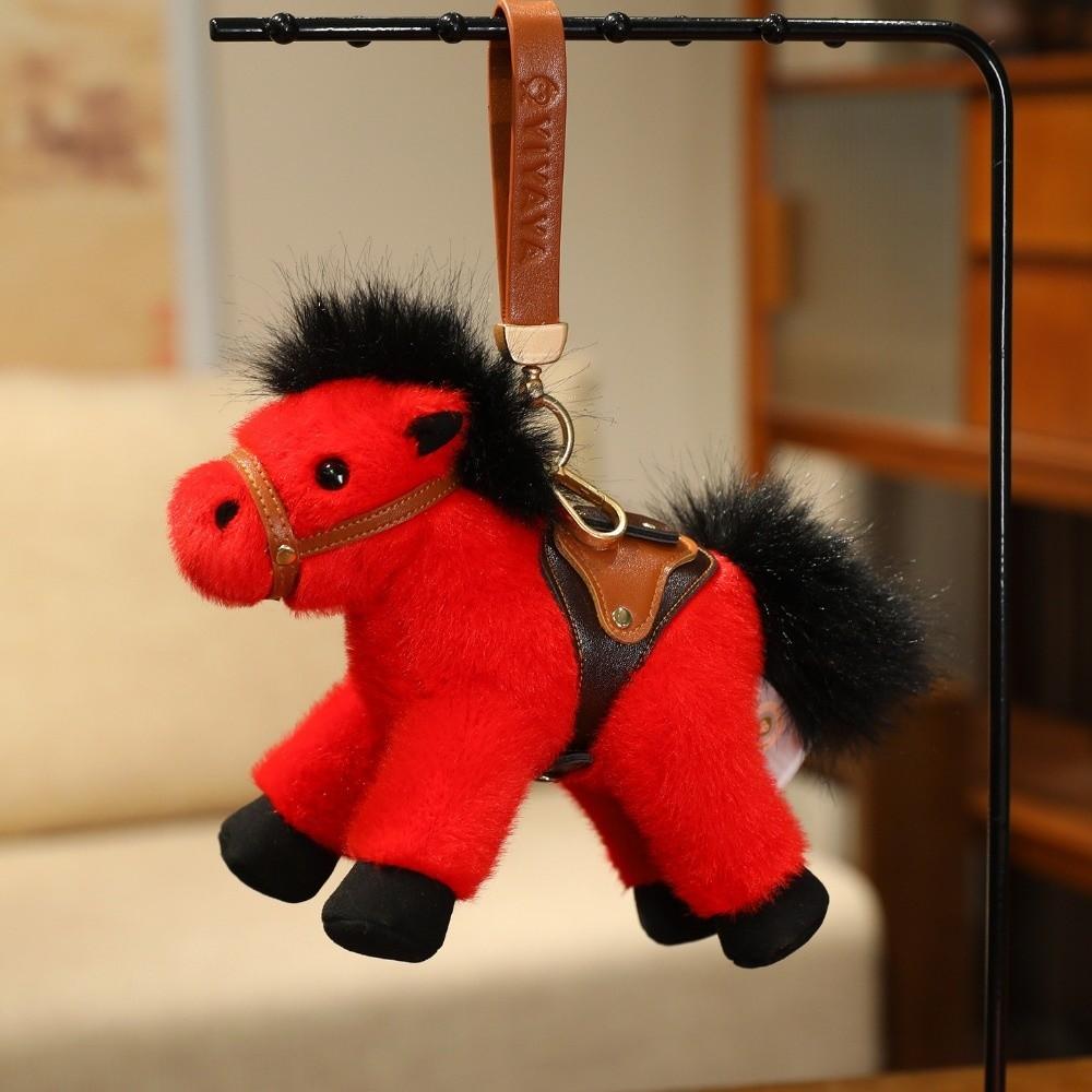 Cartoon Horse Stuffed Toy Keychain Stuffed Simulation Horse Toy Keychain  Christmas Gift