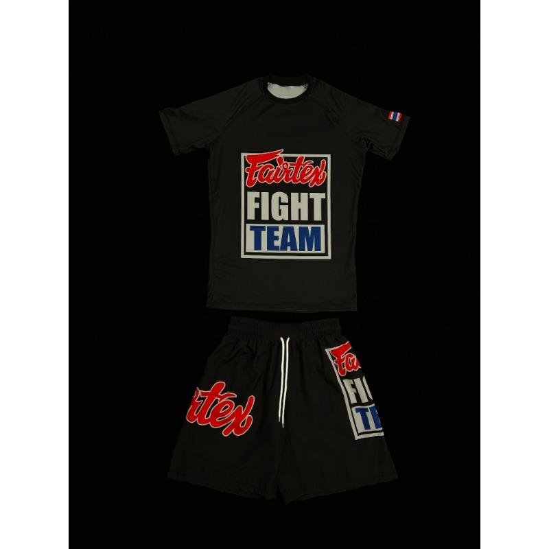 Summer Men's Black Honeycomb Print Wrestling Style Sport Set Quick Dry Rash Guard & Shorts Breathable Athletic Training Uniform