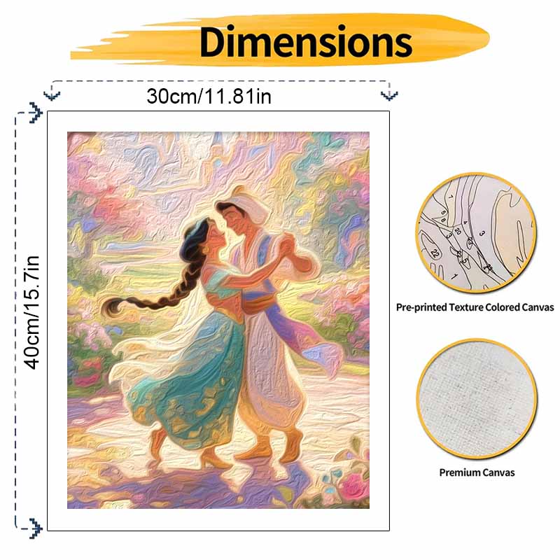 Disney Oil Painting Handmade Diy Aladdin and Princess Jasmine Romantic Love Gifts Home Decorations