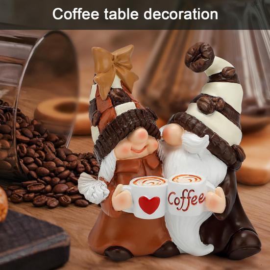 

Статуэтка кофейного гнома на день святого Валентина, безликая пара, карлик, статуя из смолы, скульптура, украшение для рабочего стола, орнамент, любитель кофе, праздничный подарок