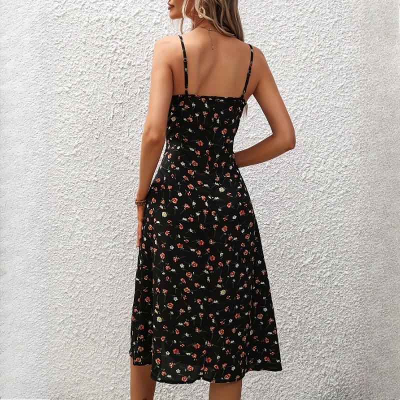 GMXIA Women's Summer Sexy Halter Slit Floral Dresses